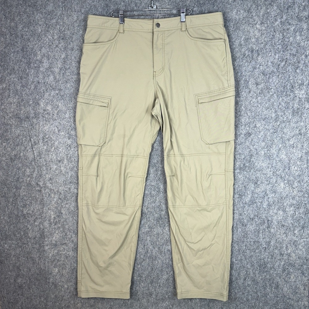 REI Co-op Pant Men 40x32 Tan Khaki Stretch Hiking Cargo Zip Pocket Outdoor Nylon
